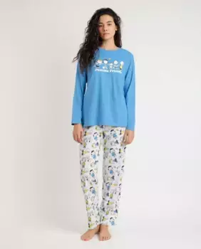 Женская короткая пижама из синего трикотажа Peanuts, синий