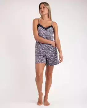 Женская короткая пижама из темно-синего вискозного трикотажа Admas, тёмно-синий
