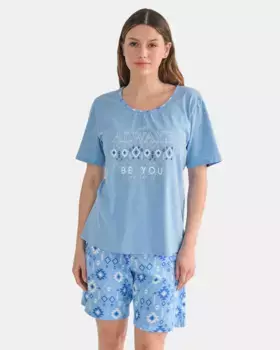 Женская короткая пижама с короткими рукавами и шортами с принтом Massana, синий