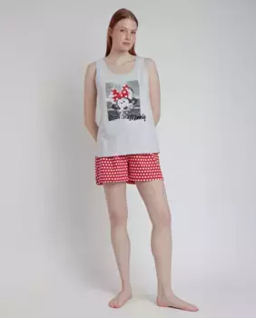 Женская короткая пижама серого трикотажа с принтом Disney, серый