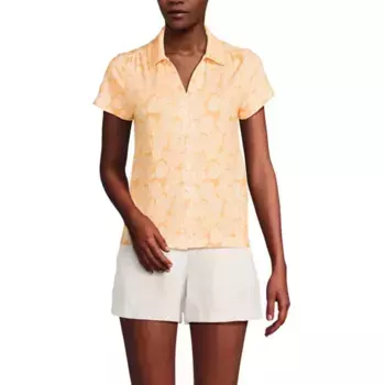 Женская короткая поло на пуговицах Lands' End, цвет mango palm leaves