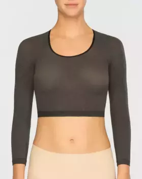 Женская короткая полупрозрачная базовая майка трикотажа Spanx, серый