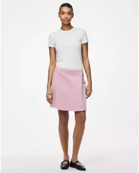 Женская короткая розовая джинсовая юбка Pieces, светло-розовый