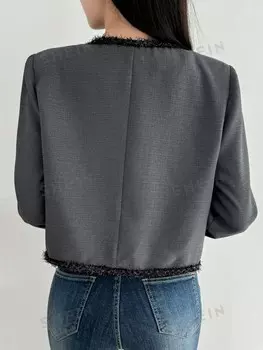 Женская короткая рубашка, контрастные рукава, элегантный фасон, можно носить как весной, так и осенью Dazy, серый