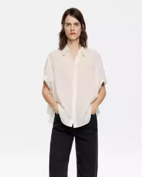 Женская короткая рубашка с рукавами «крыло летучей мыши» Bimba y Lola, белый