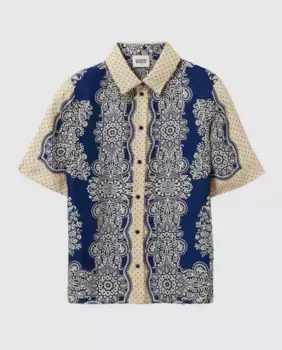 Женская короткая рукавная рубашка с принтом Claudie Pierlot, синий