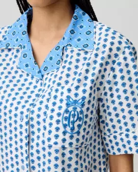 Женская короткая рукавная рубашка с принтом Claudie Pierlot, светло-голубой