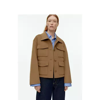 Женская короткая шерстяная куртка Arket из смесовой шерсти, темно-бежевый