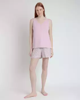 Женская короткая трикотажная пижама с принтом Admas, лиловый