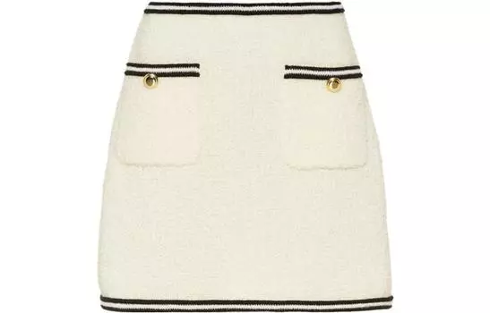 Женская короткая юбка цвета экрю, осень-зима 22 MIU MIU, Ecru