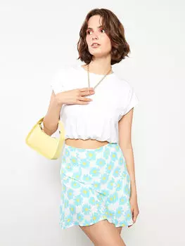 Женская короткая юбка из вискозы с цветочным принтом и молнией на талии LCW Casual