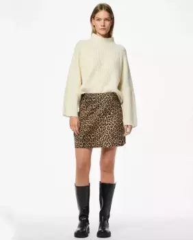 Женская короткая юбка с леопардовым принтом Pieces, светло-коричневый