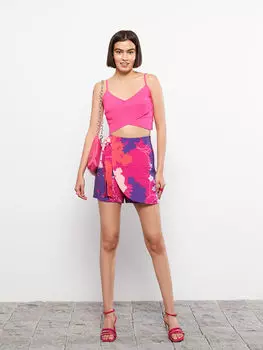 Женская короткая юбка с узором на молнии на талии LCW Casual