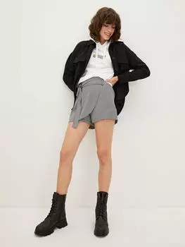 Женская короткая юбка стандартного кроя с эластичной резинкой на талии и узором «ломик» LCW Casual