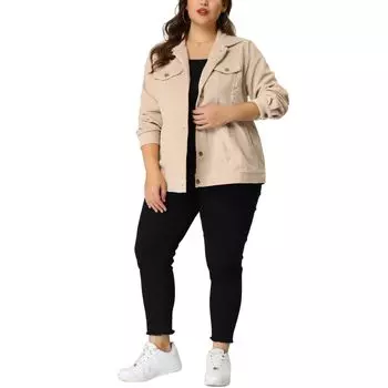 Женская короткая вельветовая куртка-бомбер с воротником на пуговицах и воротником-стойкой для женщин Agnes Orinda, коричневый