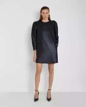 Женская короткая жаккардовая куртка Trucco, тёмно-синий