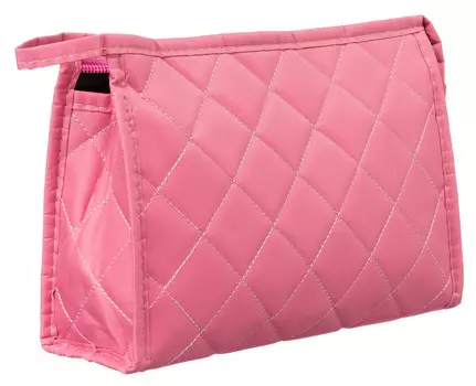 Женская косметичка из синтетического материала, стеганая на молнии, розовая No logo