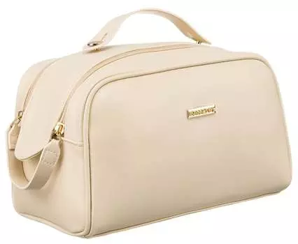 Женская косметичка PETERSON большая, вместительная и функциональная, на молнии, кремовый дорожный органайзер, элегантный подарок, отделения, ручка для переноски
