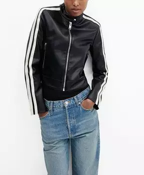 Женская косуха из искусственной кожи MANGO, цвет Black