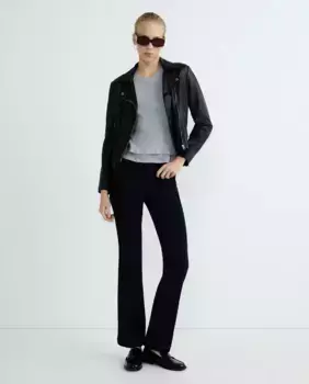 Женская кожаная байкерская куртка на молнии Pieces, чёрный