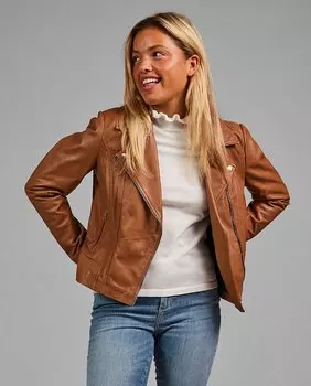 Женская кожаная косуха на молнии Pieces