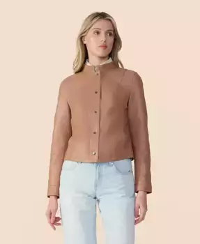 Женская кожаная куртка-бомбер Furniq UK, коричневый