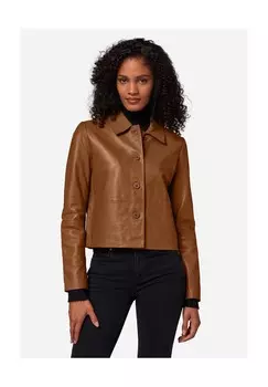 Женская кожаная куртка Cecila в стиле болеро с неподвластным времени воротником-поло RICANO, цвет Cognac