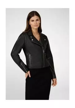 Женская кожаная куртка Фрига, косуха с модным обратным воротником RICANO, черный