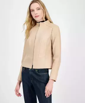 Женская кожаная куртка на молнии Michael Kors, черный