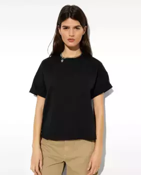 Женская кожаная куртка на пуговицах в однотонном исполнении Parfois, черный