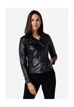 Женская кожаная куртка Салли, косуха с модным обратным воротником RICANO, черный