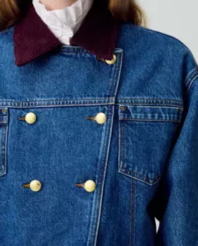 Женская кожаная куртка в стиле ковбой Claudie Pierlot, синий