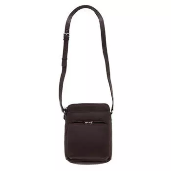 Женская кожаная маленькая сумка-органайзер через плечо CTM, цвет mocha