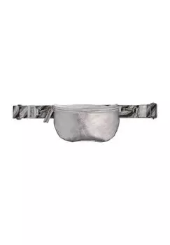 Женская кожаная поясная сумка с жаккардовым ремешком Adagio, цвет Argento Metall