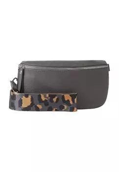 Женская кожаная поясная сумка с жаккардовым ремешком Adagio, цвет Dunkel Grau