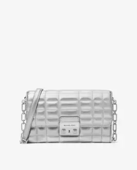 Женская кожаная стеганая сумка через плечо Tribeca Michael Michael Kors, серебрянный