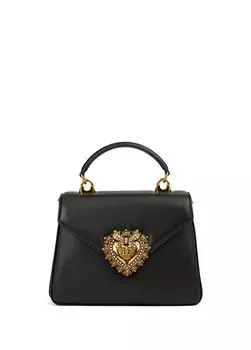 Женская кожаная сумка через плечо devotion с черным логотипом Dolce&Gabbana
