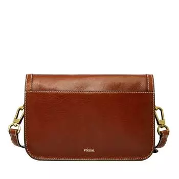 Женская кожаная сумка через плечо Fossil Ainsley LiteHide с клапаном, коричневый