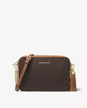 Женская кожаная сумка через плечо Ginny с логотипом Michael Michael Kors, коричневый
