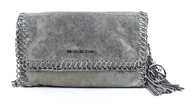 Женская кожаная сумка через плечо Michael Kors Chelsea Flare Messenger, цвет Nickel Distressed Leather/Sv