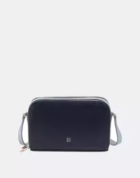 Женская кожаная сумка через плечо на двойной молнии Dudu, темно-синий