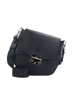Женская кожаная сумка через плечо на кнопке FURLA, цвет Nero