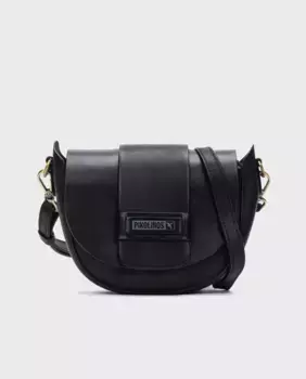 Женская кожаная сумка через плечо на молнии черного цвета Pikolinos