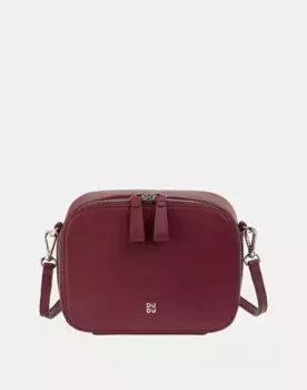 Женская кожаная сумка через плечо на молнии Dudu, бордовый