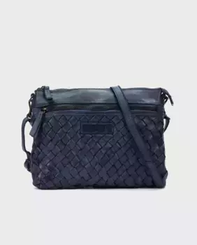 Женская кожаная сумка через плечо на молнии синего цвета Pikolinos