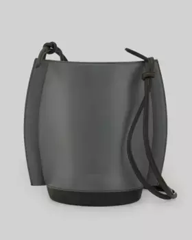 Женская кожаная сумка через плечо на жестком круглом основании Adolfo Dominguez, темно-серый