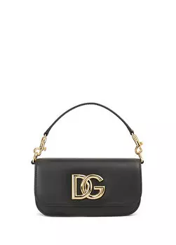 Женская кожаная сумка через плечо с черным логотипом Dolce&Gabbana