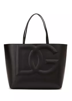 Женская кожаная сумка через плечо с черным логотипом Dolce&Gabbana