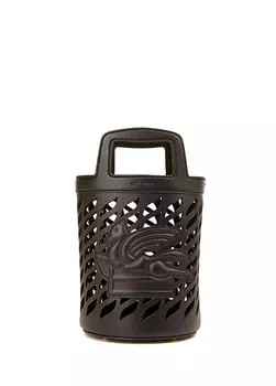 Женская кожаная сумка через плечо с черным логотипом Etro