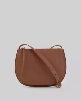 Женская кожаная сумка через плечо с двойной ластовицей Adolfo Dominguez, коричневый